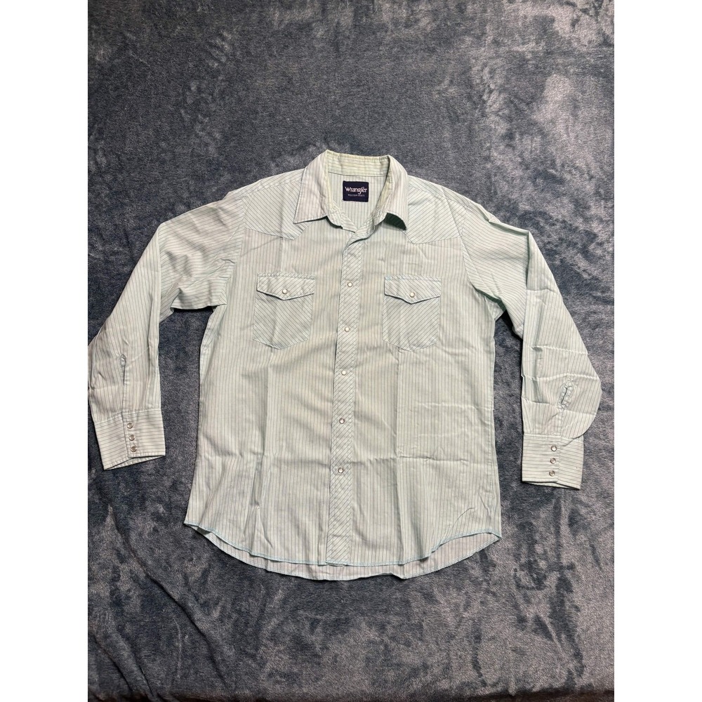 Wrangler Western Snap Shirt Xl Mint Green Pearl Snaps Pinstripe Western Yokes